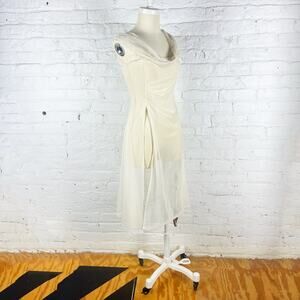 Murmur Mi Cream off white sheer mesh tunic cowl shirt dress US size XS/S